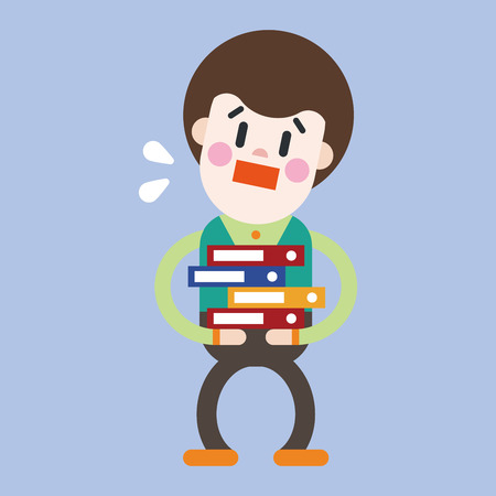 Character illustration design. Businessman busy cartoonのイラスト素材