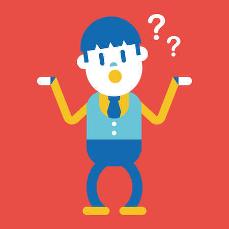 Character illustration design. Businessman having question cartoonのイラスト素材
