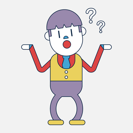 Character illustration design. Businessman having question cartoonのイラスト素材