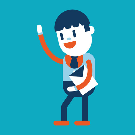 Character illustration design. Businessman joyful cartoonのイラスト素材