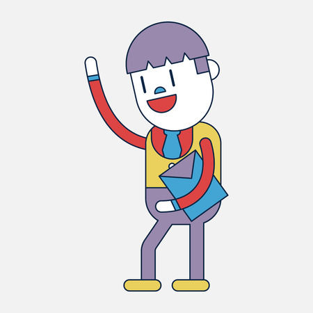 Character illustration design. Businessman joyful cartoonのイラスト素材