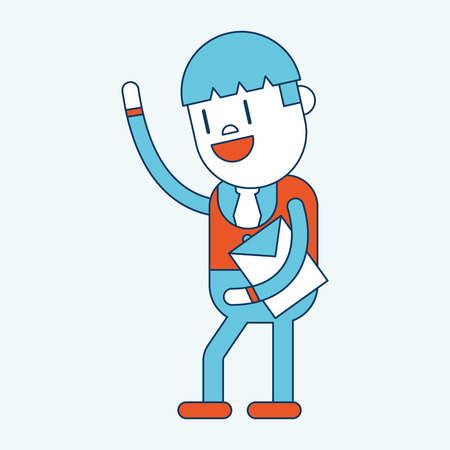 Character illustration design. Businessman joyful cartoonのイラスト素材