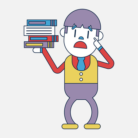 Character illustration design. Businessman busy cartoonのイラスト素材