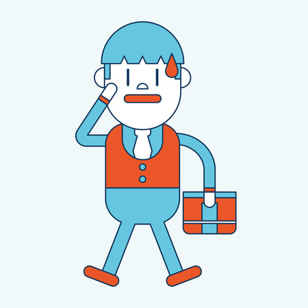 Character illustration design. Businessman worry cartoonのイラスト素材