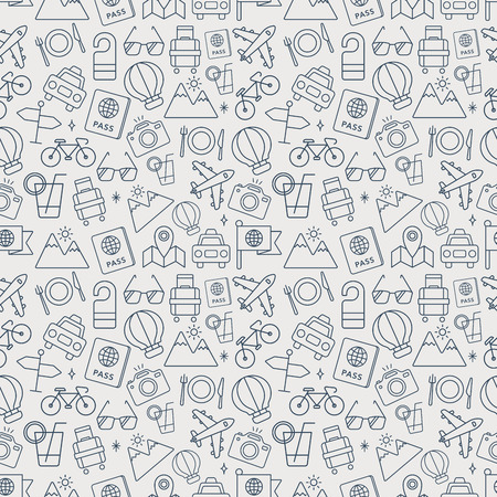 Travel line icon pattern setのイラスト素材