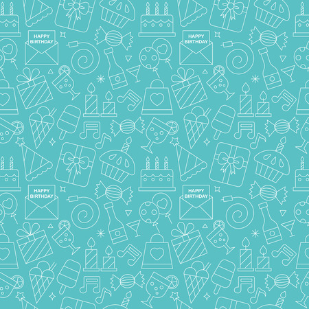Birthday line icon pattern setのイラスト素材