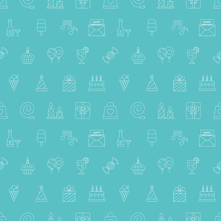 Birthday line icon pattern setのイラスト素材