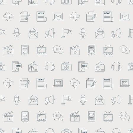 Media electronic line icon pattern setのイラスト素材