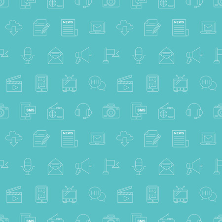 Media electronic line icon pattern setのイラスト素材