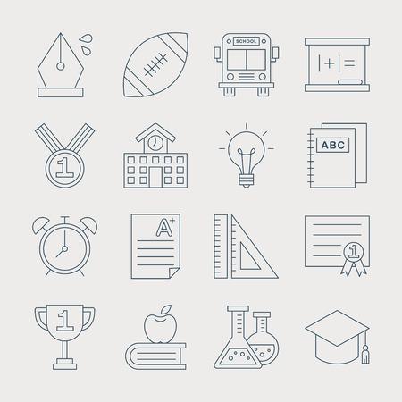 School line icon setのイラスト素材
