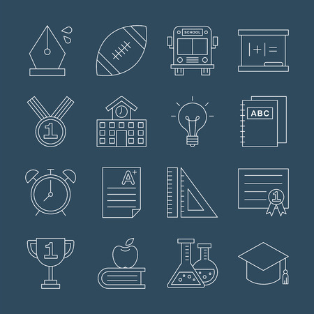 School line icon setのイラスト素材