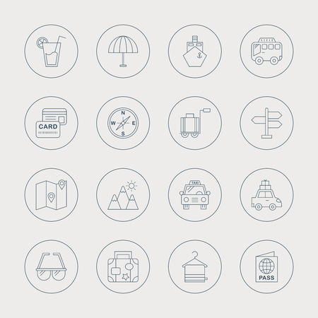 Travel line icon setのイラスト素材