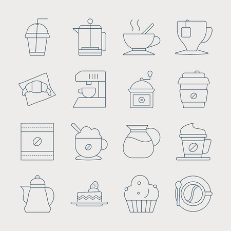 Coffee line icon setのイラスト素材