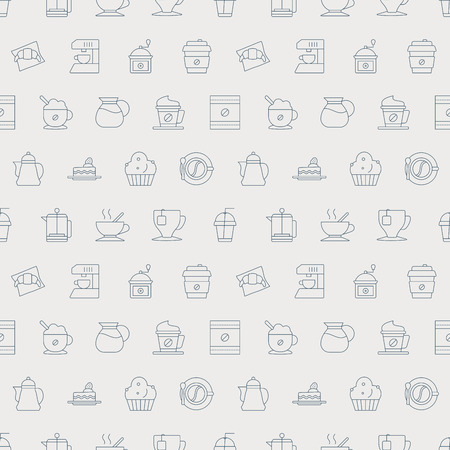 Coffee line icon pattern setのイラスト素材