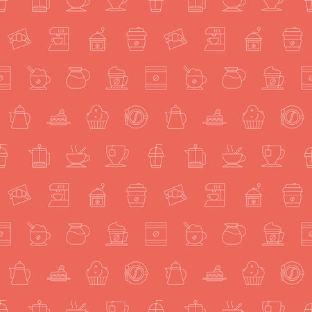 Coffee line icon pattern setのイラスト素材