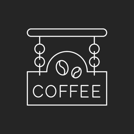 coffee shop sign line iconのイラスト素材