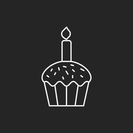 birthday cake line iconのイラスト素材