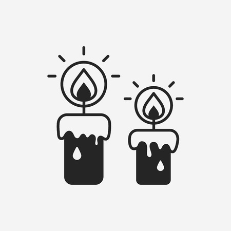 Christmas candle line iconのイラスト素材