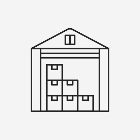 logistics freight warehouse line iconのイラスト素材