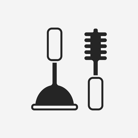 Toilet plunger and brush iconのイラスト素材