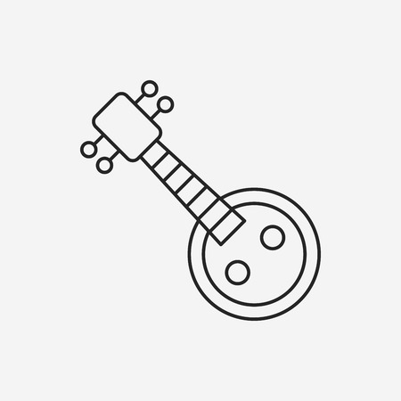 musical instrument Chinese lute line iconのイラスト素材