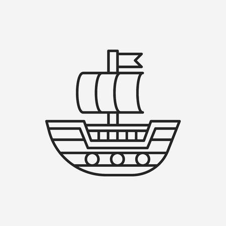 pirate ship line iconのイラスト素材