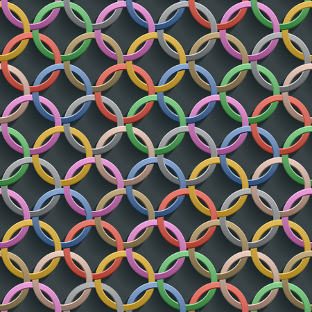 3d Seamless  pattern  twisted  rings  flat in a fashionable palette.Wallpapers and Invitation Cards Decorationのイラスト素材