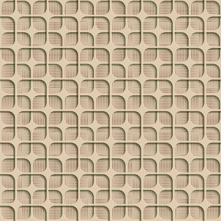 3d Beige Seamless Abstract Geometric Pattern. Beige Tile Surface Dark Red Dots Of Different Sizes On The Bottom Layer. Frame Border Wallpaper. Elegant Repeating Vector Ornamentのイラスト素材