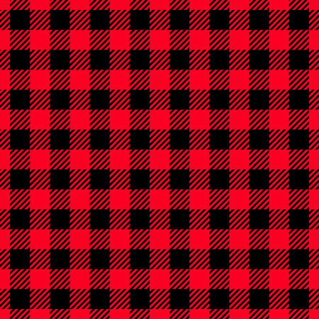 Classic Lumberjack Plaid Pattern in Red and Black. Template for Clothing Fabrics. Seamless Vector Pattern. のイラスト素材
