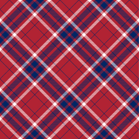 Patriotic Tartan  of White , Blue, Red Seamless Patterns. Suitable for Elections or 4th of July. Vector Endless Texture Can Be Used for Wallpaper, Background, Pattern Fills, Web Page, Surface.のイラスト素材