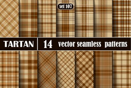 Set Beige Tartan Seamless Pattern.  Illustration for Wallpapers. Tartan Plaid Inspired Background. Suits for Decorative Paper, Fashion Design and House Interior Design, as Well as for Hand Crafts and DIYのイラスト素材