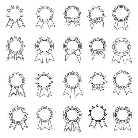 Set awards ribbons icons. Best grades ribbon black and white rewards. Good  award, best  reward with ribbon.  Vector  illustrationのイラスト素材