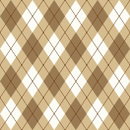 Brown,  Beige  and  White Seamless Argyle Pattern Vector Background. Can Be Used for Wallpaper, Pattern Fills, Web Page Background, Surface Texturesのイラスト素材