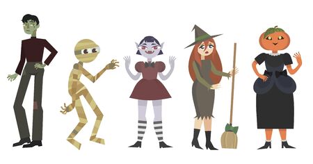 Interesting characters for a Halloween party. Vector illustrationのイラスト素材