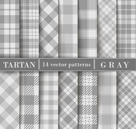Gray Set Tartan Plaid  Seamless Patterns. Trend Color Flannel  Shirt Tartan Patterns. Trendy Tiles Vector Illustration for Wallpapersのイラスト素材
