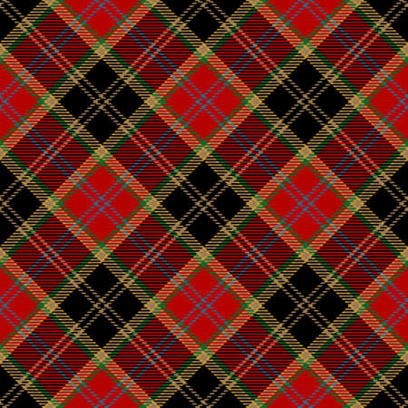 Tartan Seamless Pattern Background in Black, Red, Blue, Gold and White Color Plaid. Flannel Shirt Patterns. Trendy Tiles Vector Illustration for Wallpapers.のイラスト素材
