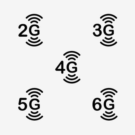 2G, 3G, 4G, 5G & 6G Vector Iconsのイラスト素材