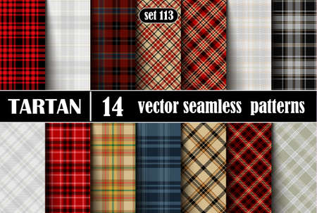 Set Tartan Seamless Pattern. Trendy Illustration for Wallpapers. Tartan Plaid Inspired Background. Suits for Decorative Paper, Fashion Design and House Interior Design. Vector Illustrationのイラスト素材