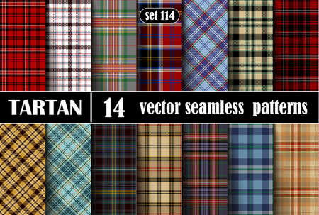 Set Tartan Seamless Pattern. Trendy Illustration for Wallpapers. Tartan Plaid Inspired Background. Suits for Decorative Paper, Fashion Design and House Interior Design. Vector Illustrationのイラスト素材