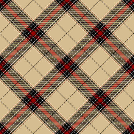 Tartan Seamless Pattern Background in Black, Camel Beige, Red and White Color Plaid. Flannel Shirt Patterns. Trendy Tiles Vector Illustration for Wallpapers.のイラスト素材