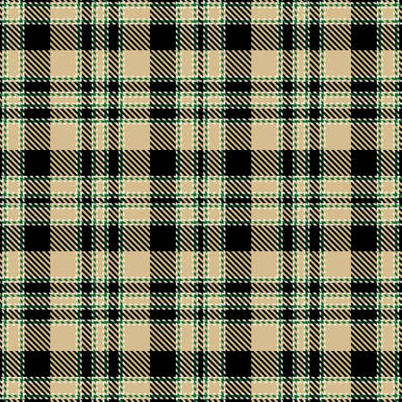 Tartan Seamless Pattern Background in Black, Green, Camel Beige and White Color Plaid. Flannel Shirt Patterns. Trendy Tiles Vector Illustration for Wallpapers.のイラスト素材