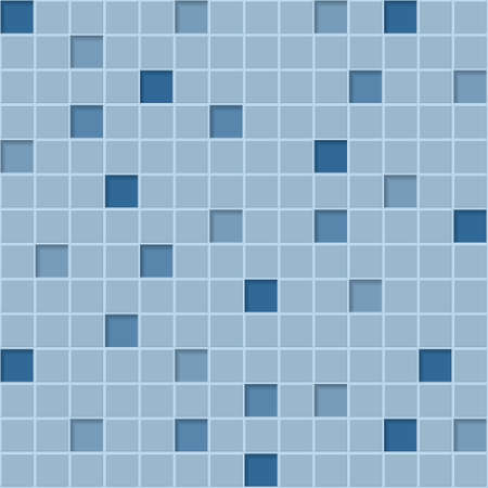 Seamless pattern with abstract mosaic of blue colors squares. Vector illustration.のイラスト素材