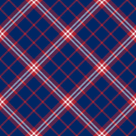 Blue, Red and White of Patriotic Tartan Seamless Patterns. Suitable for Elections or 4th of July. Vector Endless Texture Can Be Used for Wallpaper, Background, Pattern Fills, Web Page, Surface.のイラスト素材
