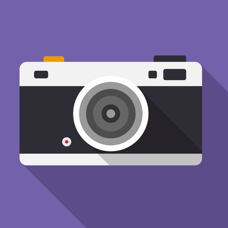 Retro camera icon isolated on background with long shadow, Vector illustration.の写真素材