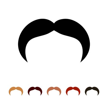 Mustaches icon silhouette isolated on white background. Mens different colors mustache hair. Vector illustrationのイラスト素材