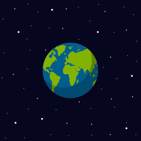 Planet Earth in space with stars in flat style. World globe vector illustrationのイラスト素材