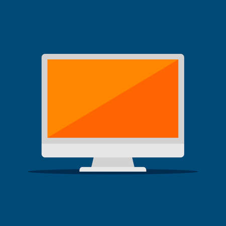 Monitor screen PC icon flat style isolated on blue background. Display Vector illustrationのイラスト素材