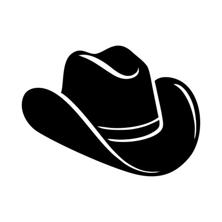 Cowboy hat black icon isolated on white background. Brown sheriff headdress. Wild west element. Vector illustrationのイラスト素材