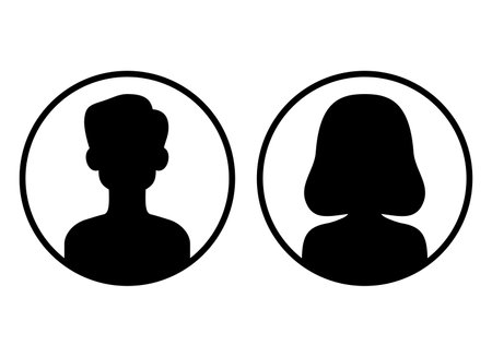 Man and woman avatar icon. Male and female face silhouettes. Serving as avatars or profiles for unknown or anonymous individuals. Social network vector illustrationのイラスト素材