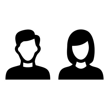 Man and woman avatar icon. Male and female face silhouettes. Serving as avatars or profiles for unknown or anonymous individuals. Social network vector illustrationのイラスト素材